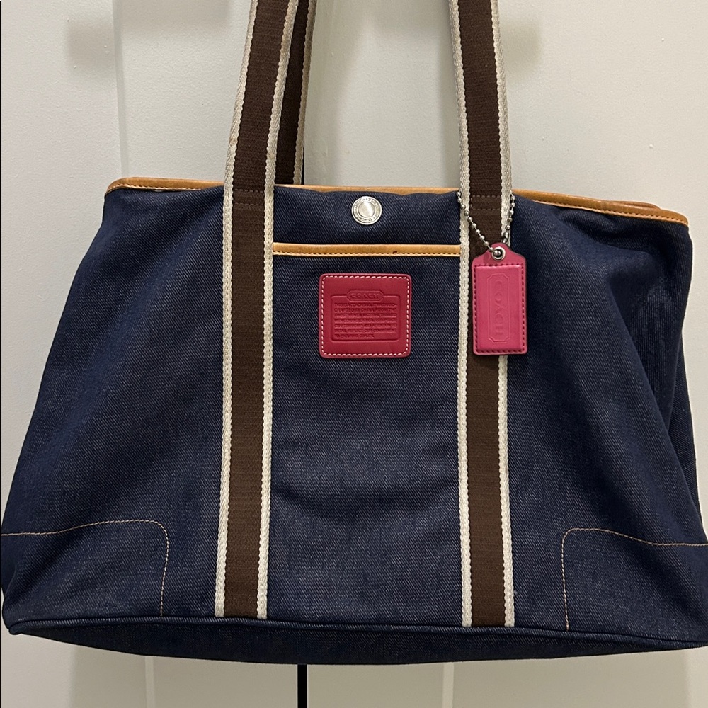 Coach Vintage Hampton Blue Denim Weekender Tote - Picture 3 of 16
